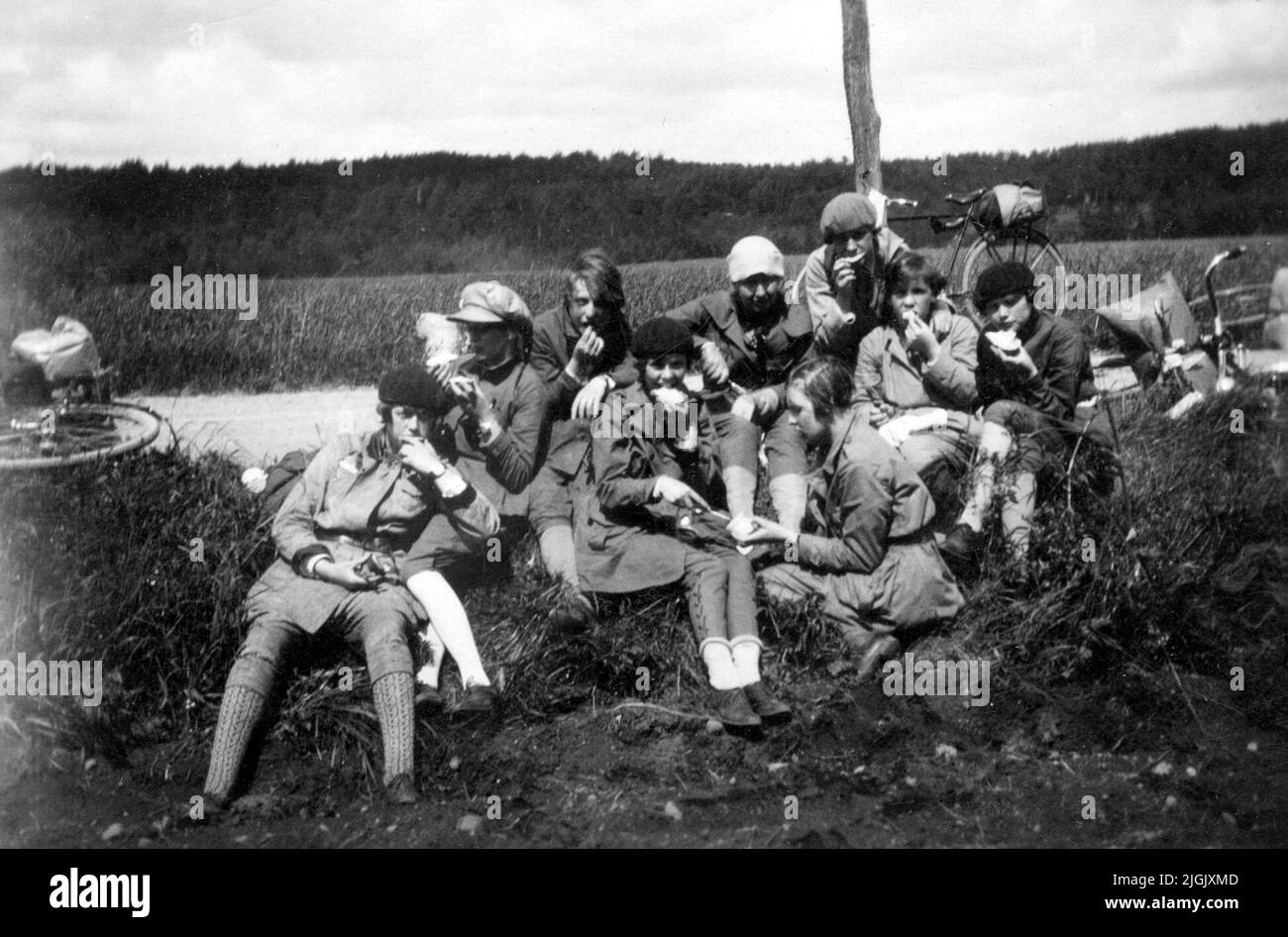 Flickskola Schulfoto in der Klasse 5 B Rosenfeldtskola 1924. (Eva Roselius Mutter Anna-Lisa Liljegren heiratete Roselius) Stockfoto