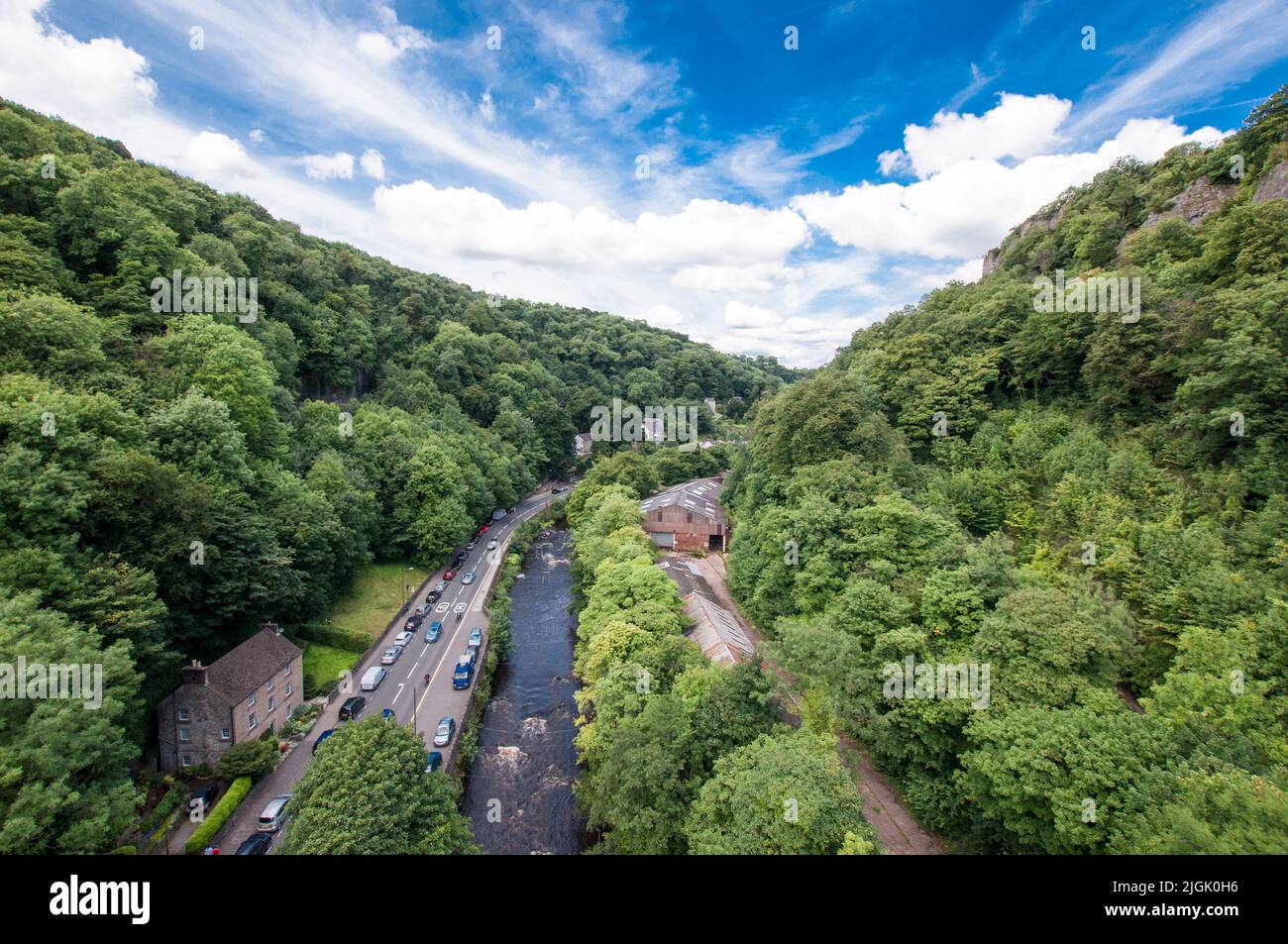 Blick von der Seilbahn auf Matlock Bath Stockfoto