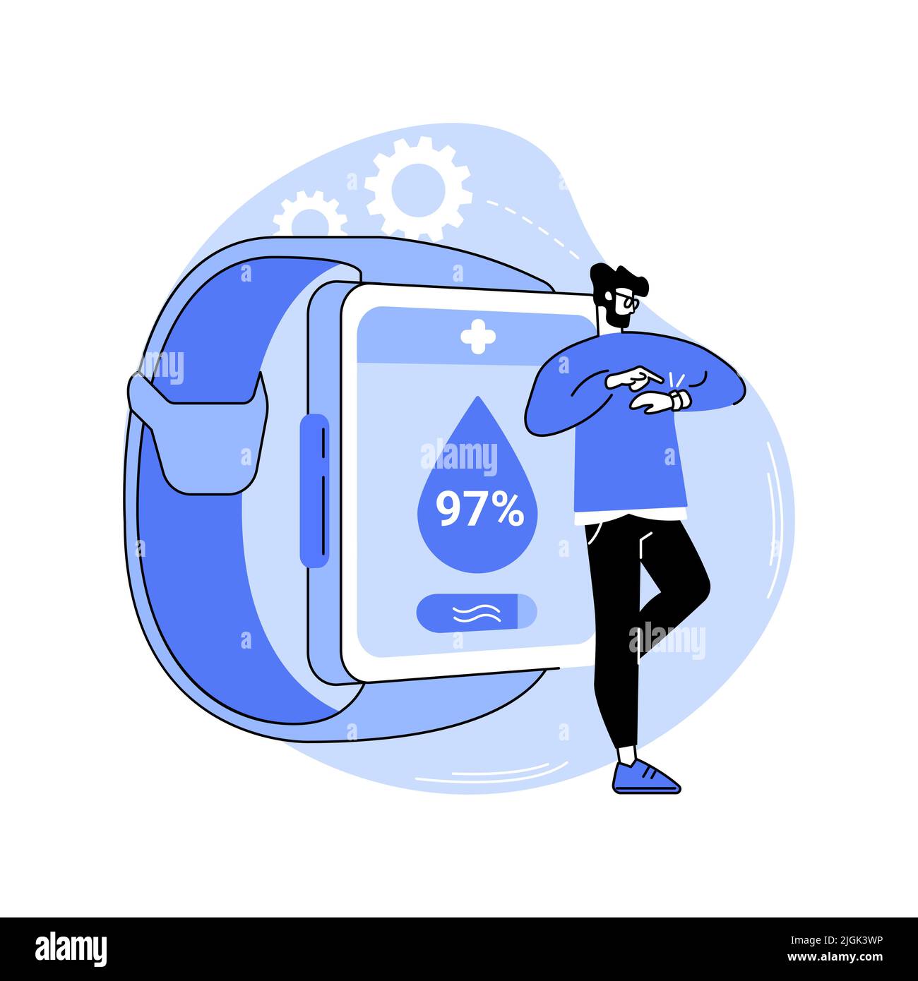 Smartwatch Blut Sauerstoffgehalt Überwachung isoliert Cartoon-Vektor-Illustrationen. Stock Vektor