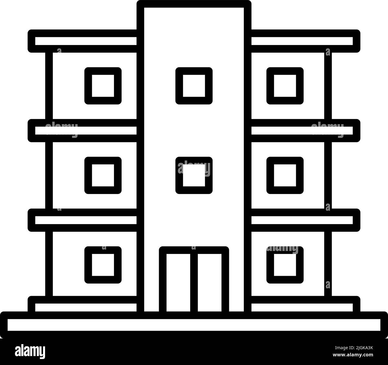 Symbol „Gebäude“. Einfache dünne Linie, Umrissvektor von Gebäuden Symbole für UI und UX, Website oder mobile Anwendung auf dunkelblauem Gradientenhintergrund Stock Vektor