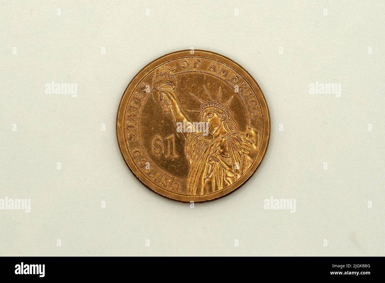 Eine Dollar-Münze, goldener Dollar, 1 Dollar, Fillmore-Dollar, (Freiheitsstatue), US-Dollar, USD, Vereinigte Staaten von Amerika, USA, Nordamerika Stockfoto