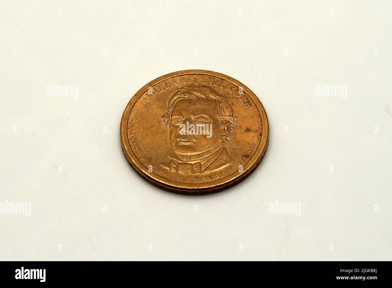 Eine Dollar-Münze, goldener Dollar, 1 Dollar, Fillmore-Dollar, (Millard Fillmore - 13. Präsident der Vereinigten Staaten), US-Dollar, US-Dollar, US-Dollar Stockfoto