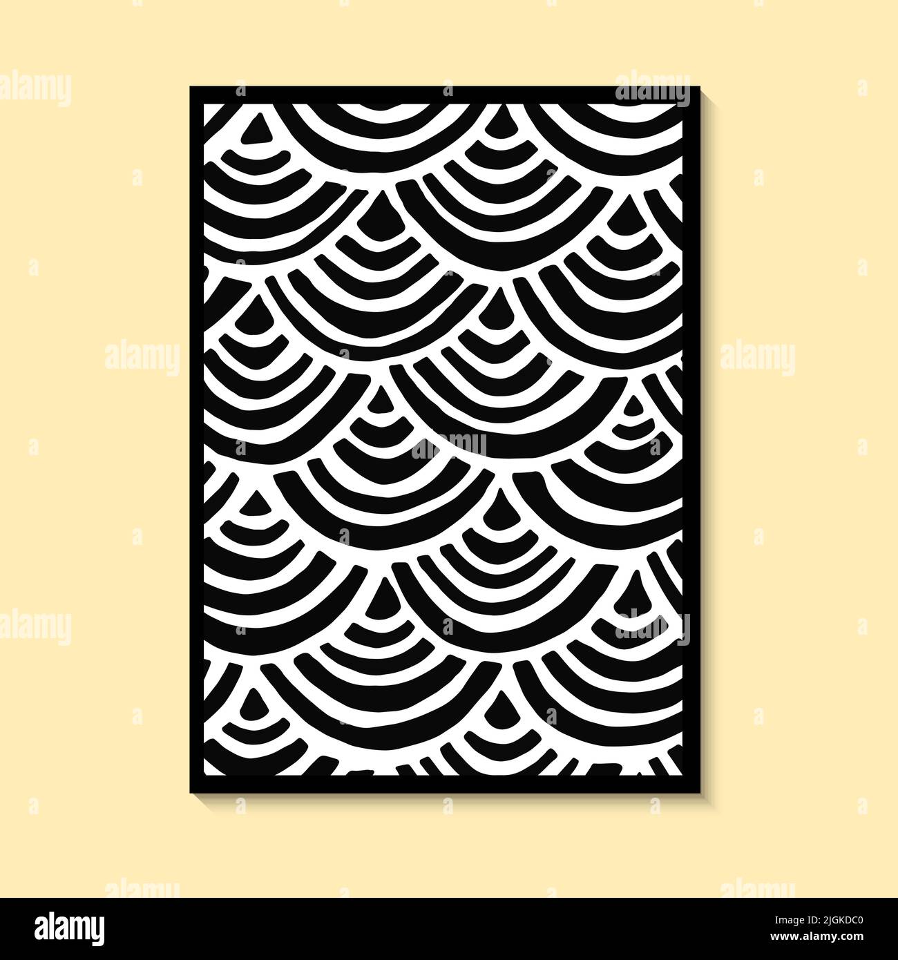 Schwarze runde Muster. Minimalistische Wandkunst. Schlichter Linienstil. Vektorgrafik Stock Vektor