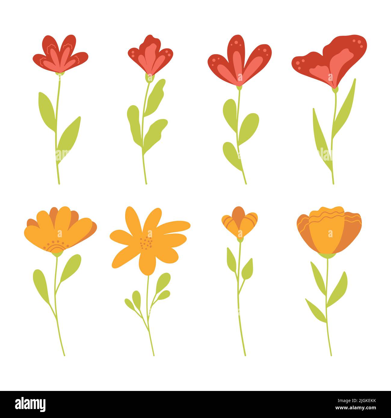 Set von einfachen Vektorblumen. Vektor flache florale Illustration Stock Vektor