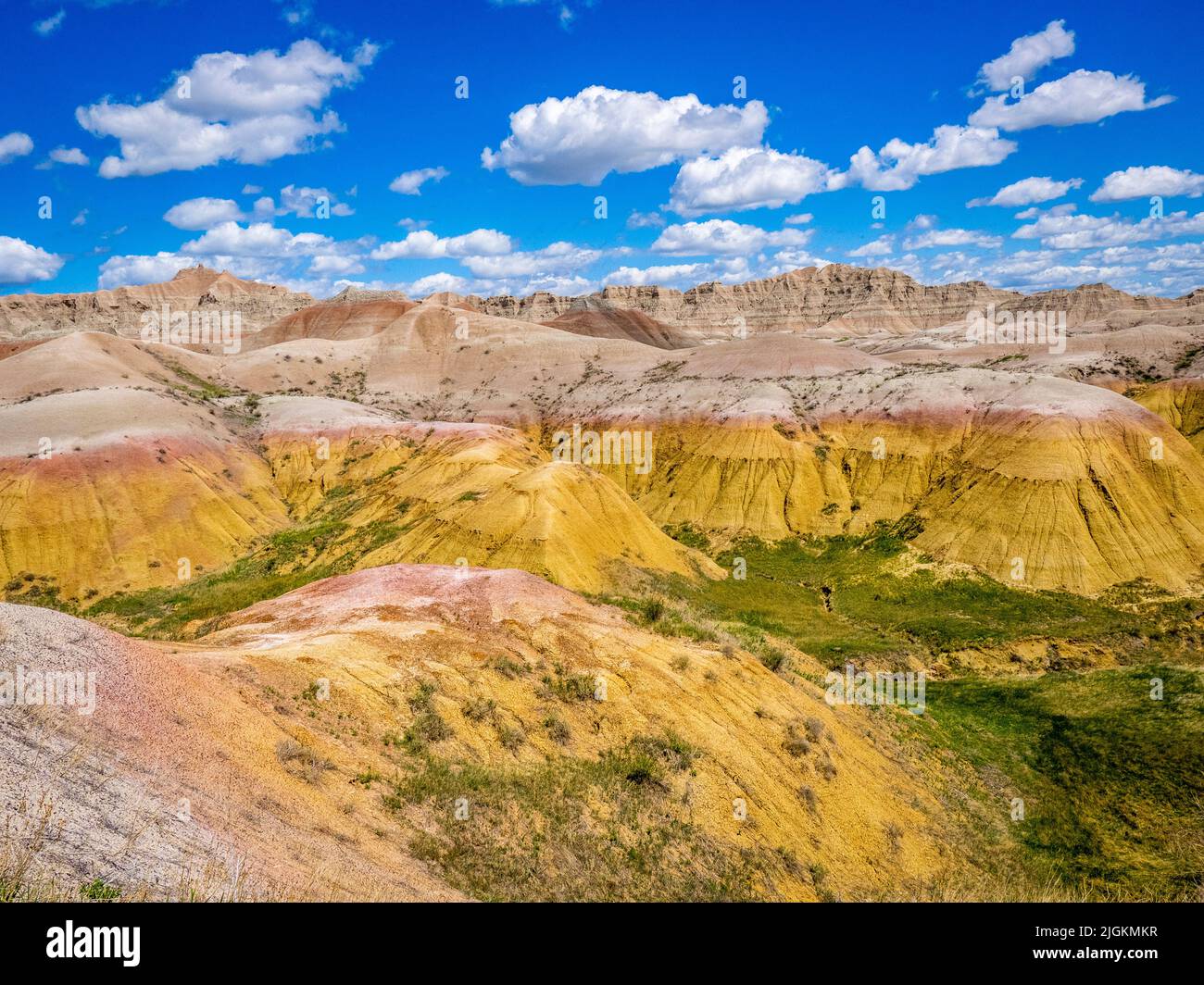 Yellow Mounds im Badlands National Park in South Dakota, USA Stockfoto