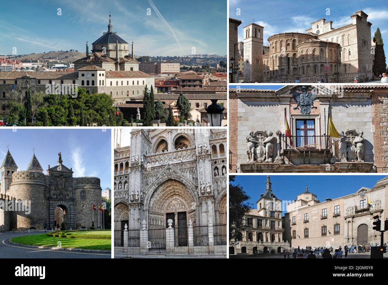 Toledo (Spanien) ist eine alte Stadt, Hauptstadt von Kastilien-La Mancha, berühmt für mittelalterliche arabische, jüdische und christliche Denkmäler Stockfoto