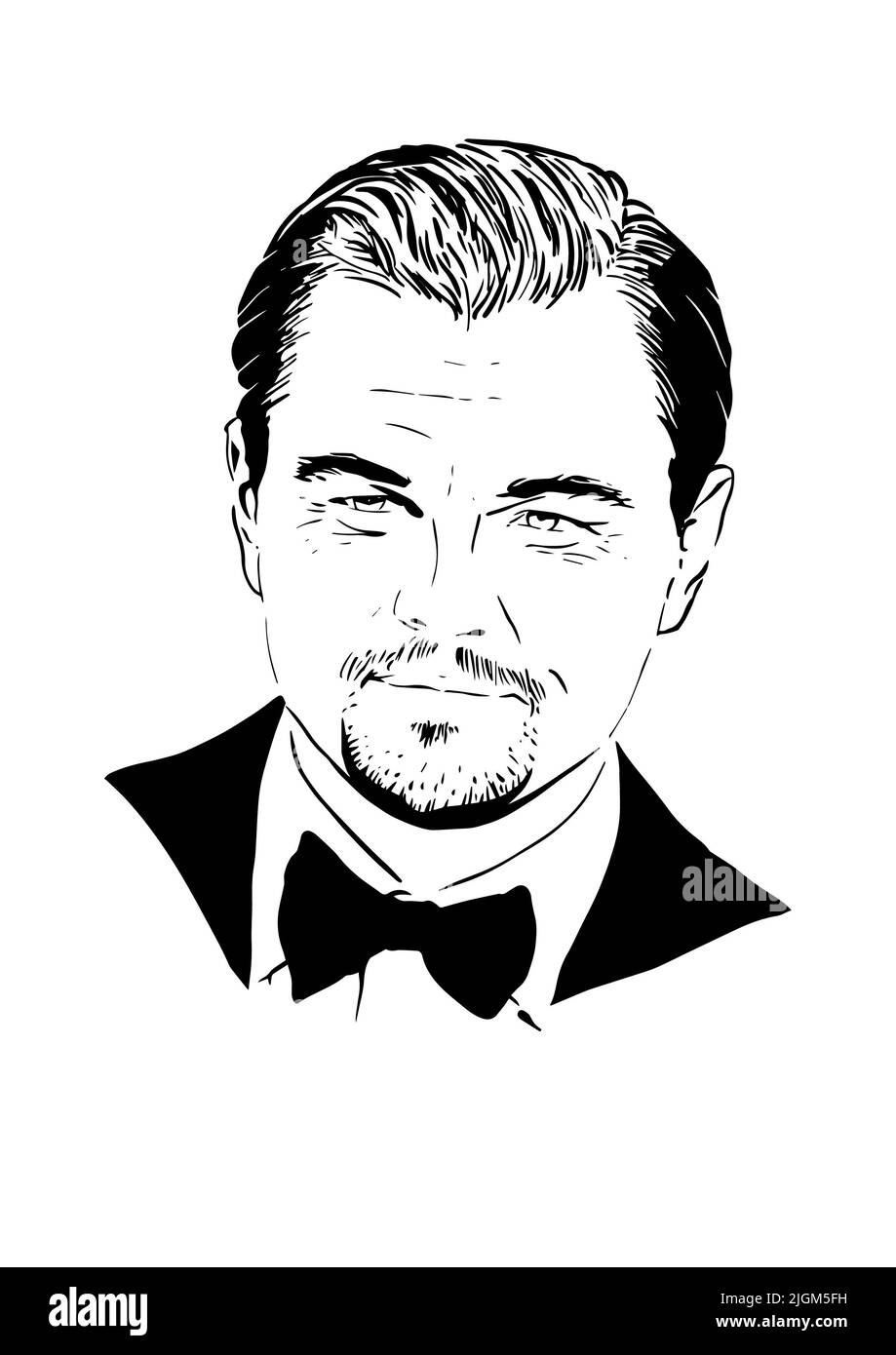Eine Zeichnung von Leonardo DiCaprio auf weißem Hintergrund Stockfoto