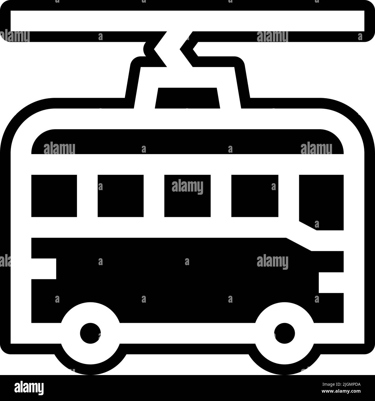 Trolley-Bus-Symbol für öffentliche Verkehrsmittel. Stock Vektor