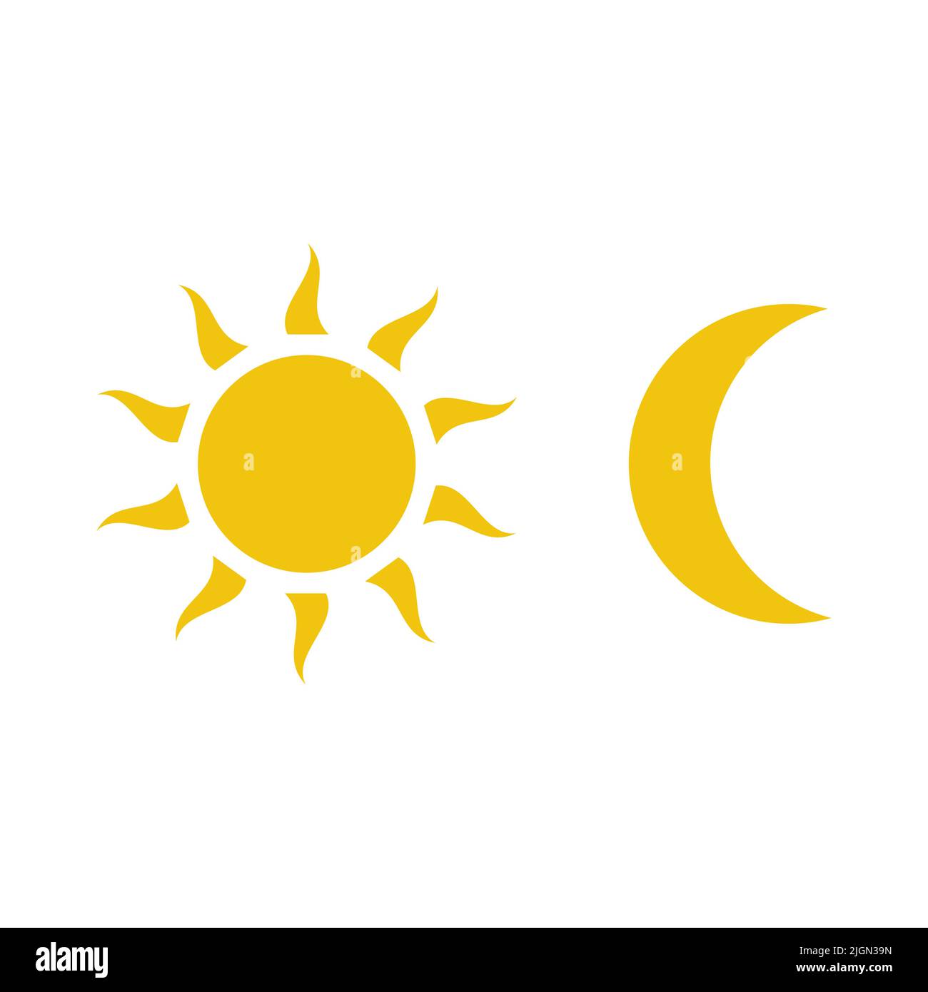 Mond- und Sonnen-Symbolvektor isoliert auf weißem Hintergrund Stock Vektor