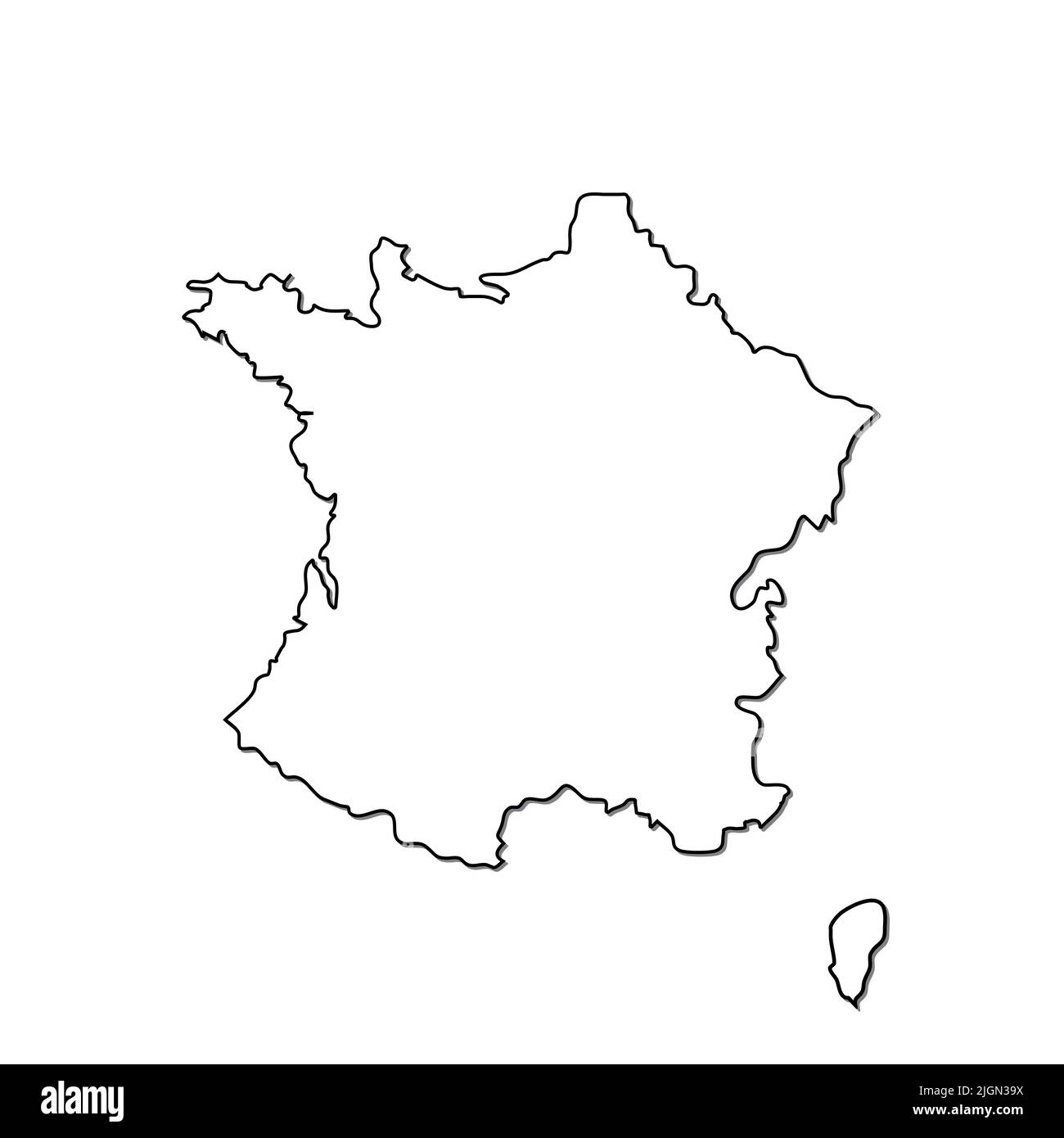 Frankreich Kartenvektorsymbol auf weißem Hintergrund isoliert. Übersichtskarte des Vektorsymbols für Frankreich Stock Vektor