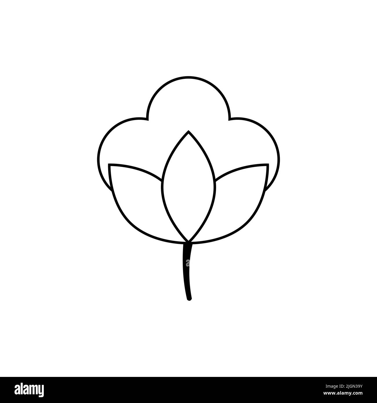 Vektorsymbol für Baumwollzeichen auf weißem Hintergrund isoliert Stock Vektor