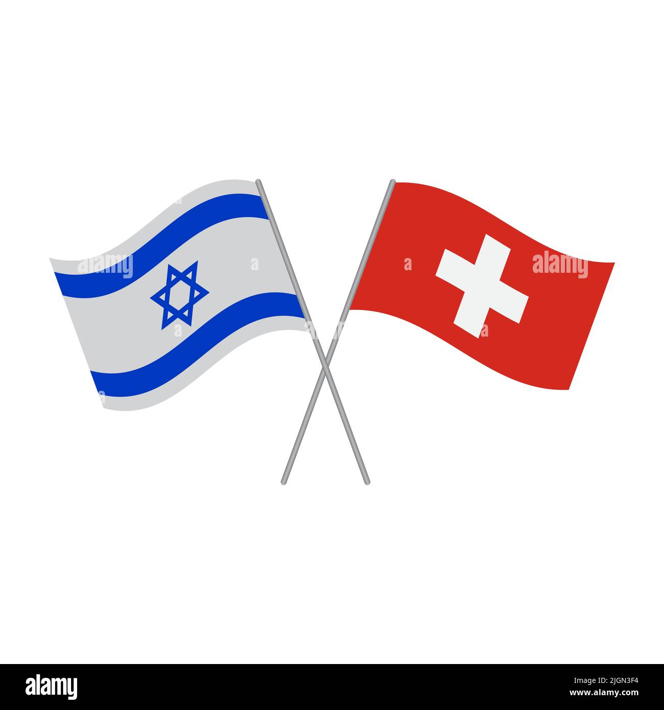 Israel und die Schweiz Flaggen Vektor-Symbol isoliert auf weißem Hintergrund Stock Vektor