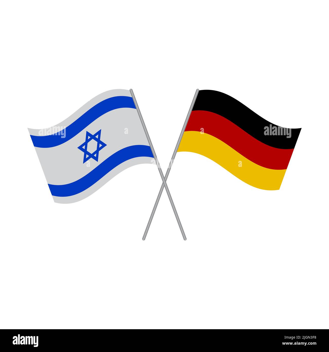 Israel und Deutschland Flaggen Vektor-Symbol isoliert auf weißem Hintergrund Stock Vektor