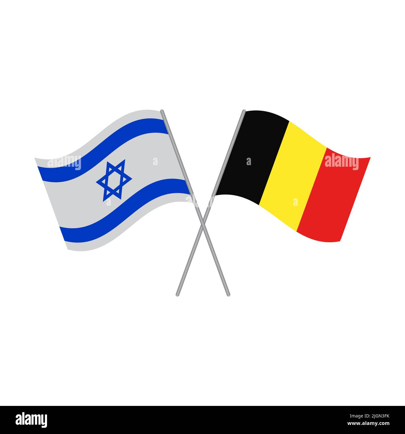 Israel und Belgien Flaggen Vektor-Symbol isoliert auf weißem Hintergrund Stock Vektor