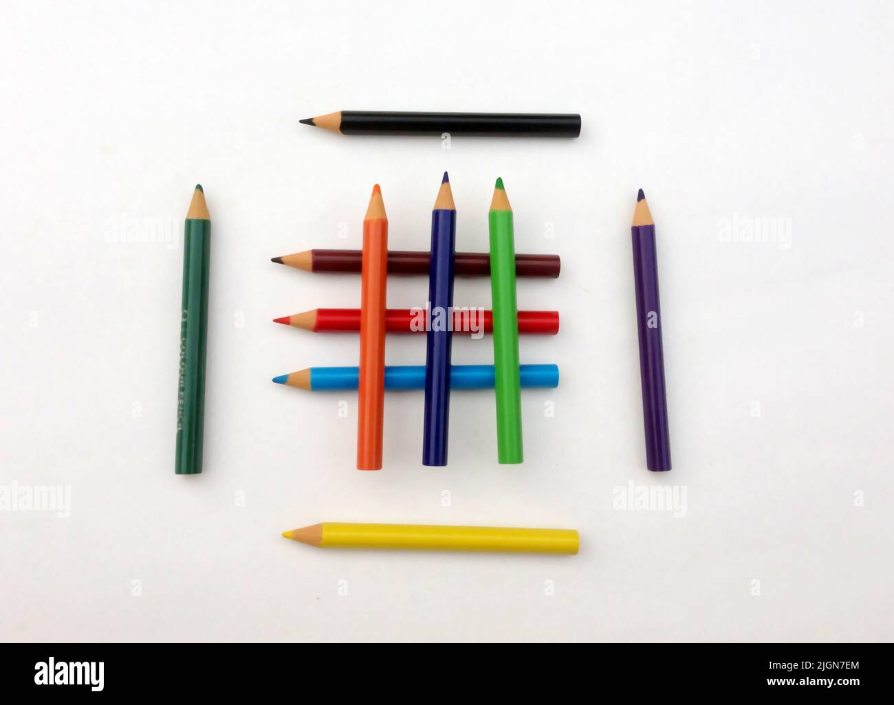 Mehrfarbiger Bleistift isoliert auf weißem Hintergrund Stockfoto