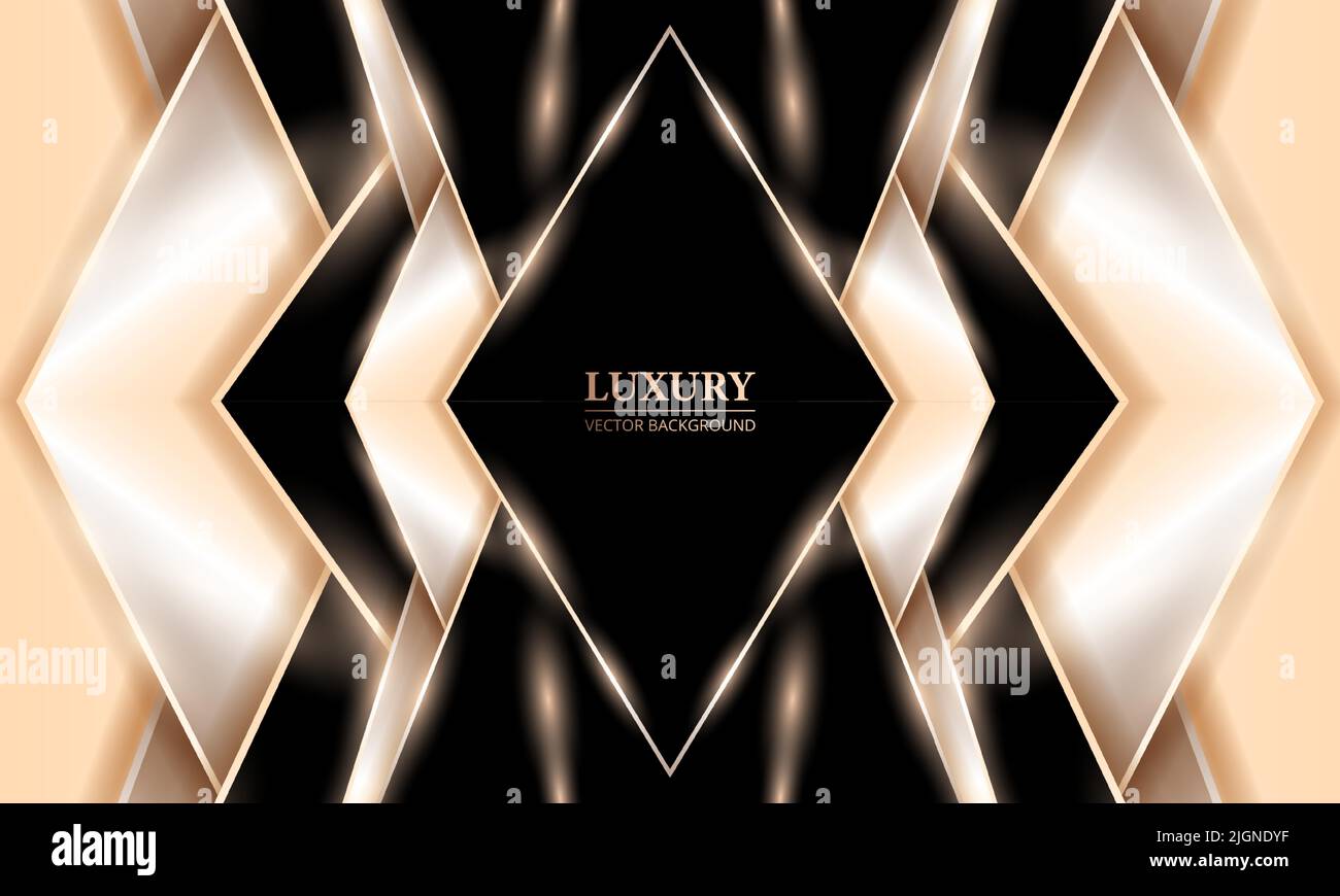 Rose Gold und schwarz Luxus abstrakten Hintergrund mit eleganten Rhombus Form Rahmen und Lichteffekte. Vektorgrafik Stock Vektor