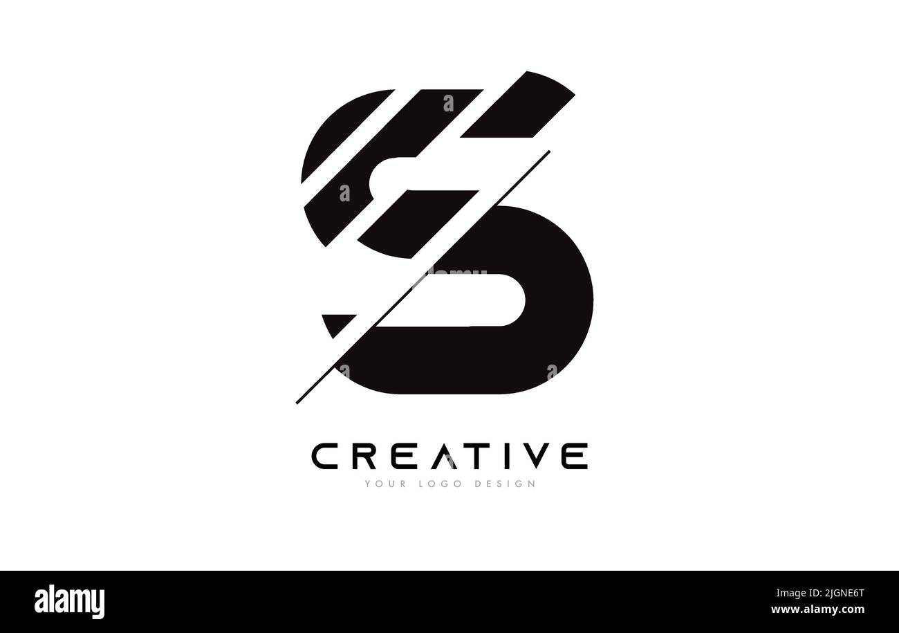 Sliced Letter S Logo Icon Design mit Schwarz-Weiß-Farben und Schnitt Scheiben Vektor Stock Vektor