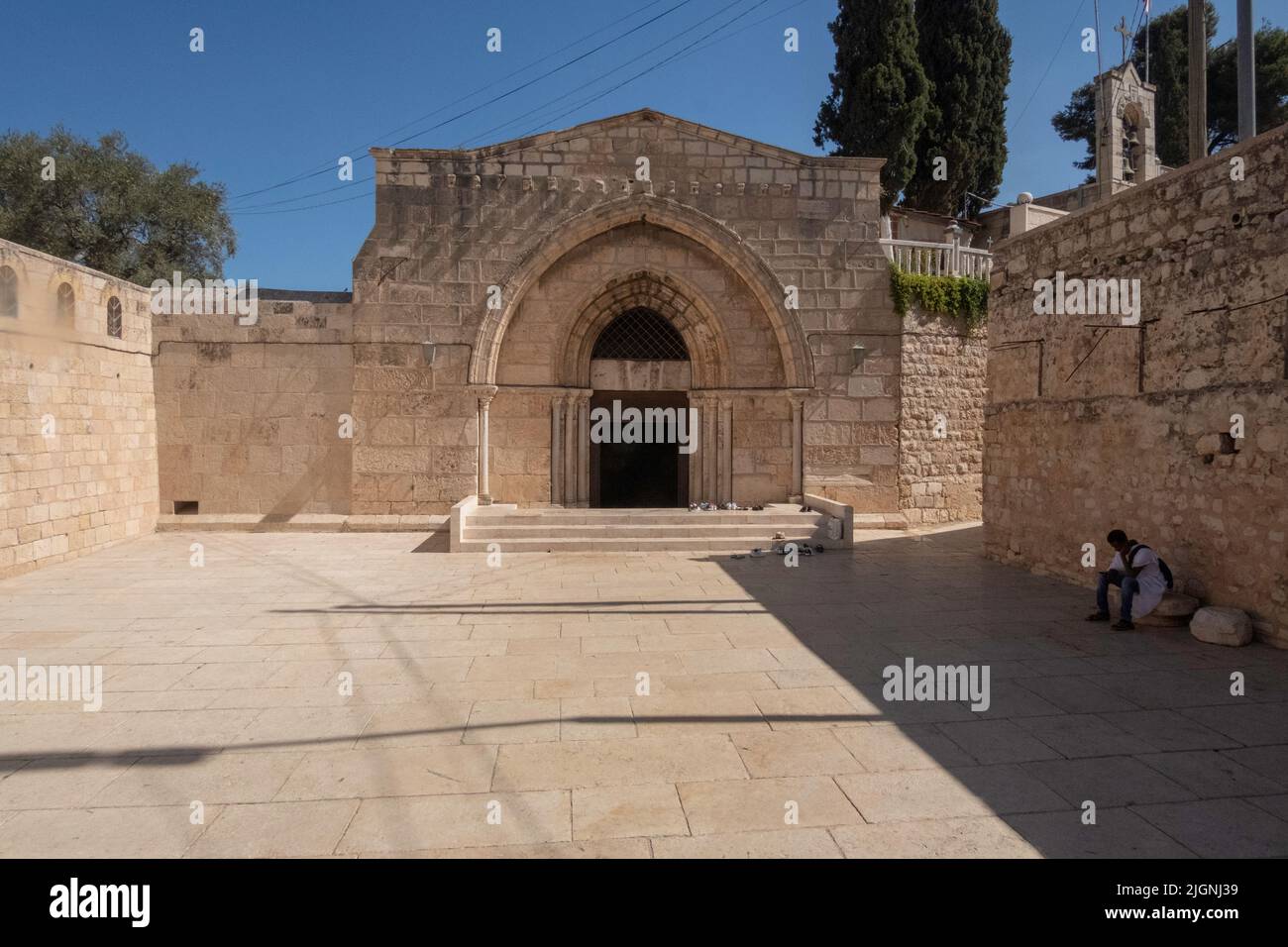 Der äthiopische Abschnitt auf dem Dach der Grabeskirche, Altstadt des Christlichen Viertels, Jerusalem Stockfoto