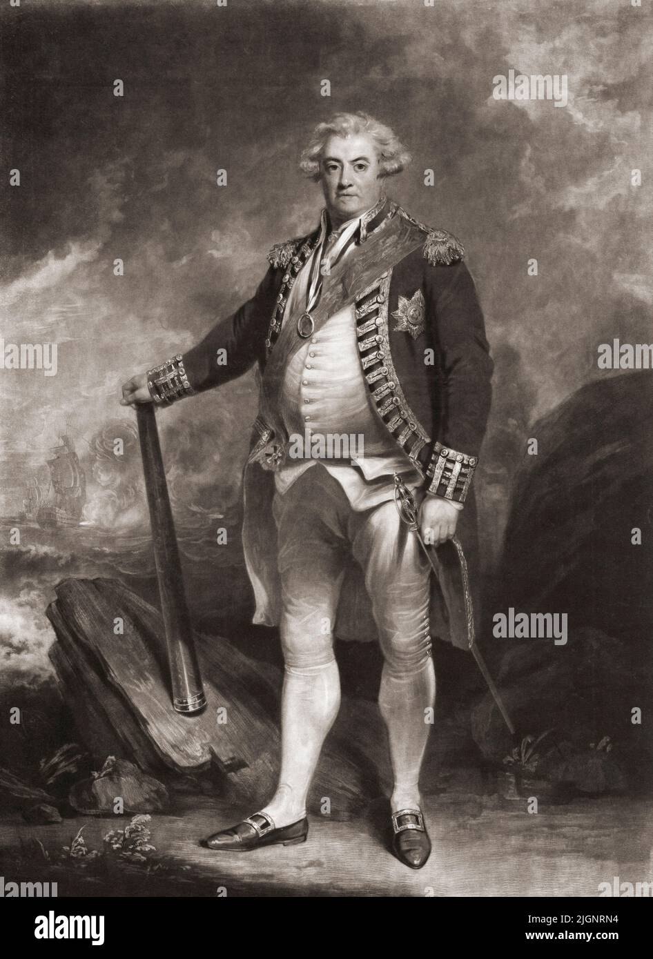 Adam Duncan, 1. Viscount Duncan of Camperdown, 1731 - 1804. Britischer Admiral, Oberbefehlshaber in der Nordsee, 1795 - 1801. Nach einem Stich von J. Andrews nach J. Hoppner. Stockfoto