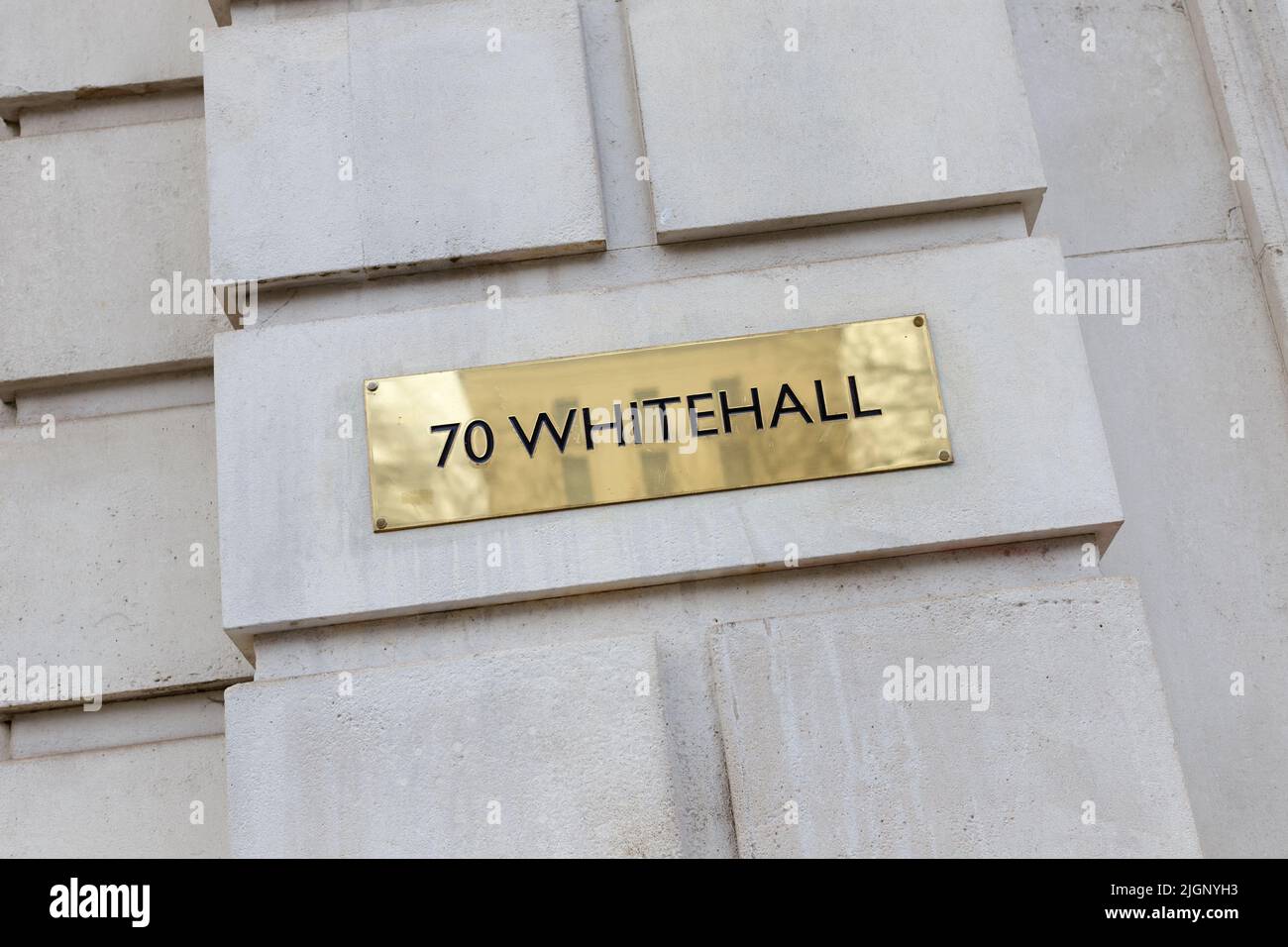 70 Whitehall-Schild, London, England, Stockfoto