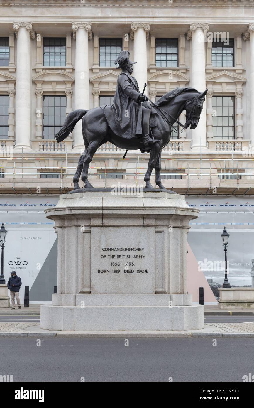 Reiterstatue von George, Herzog von Cambridge, Oberbefehlshaber der britischen Armee, London, Großbritannien Stockfoto