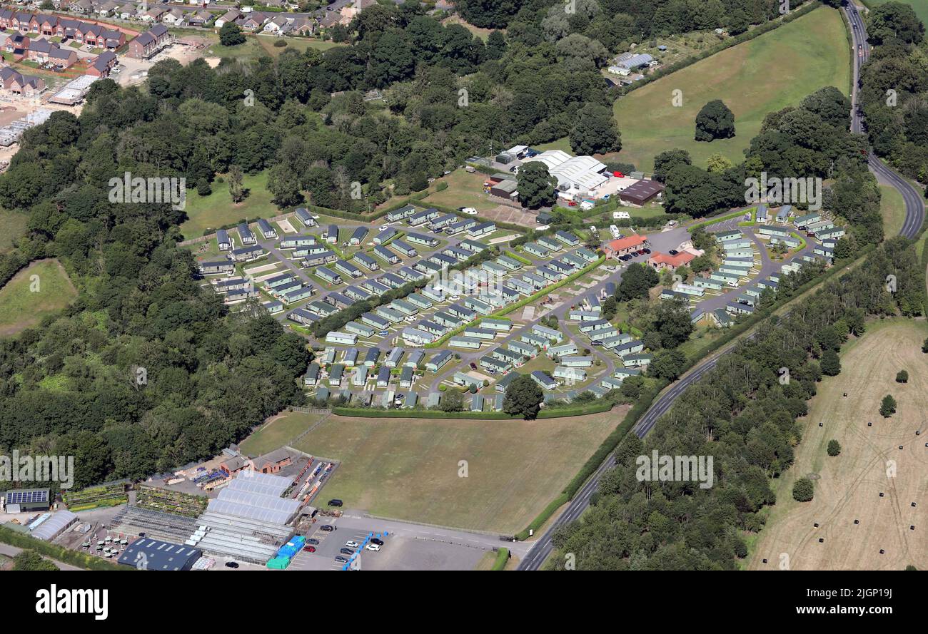 Luftaufnahme des River Laver Holiday Park in Ripon, North Yorkshire Stockfoto