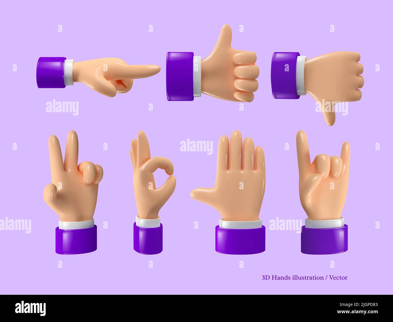 3D-Zeiger-Symbolsatz. Stock Vektor