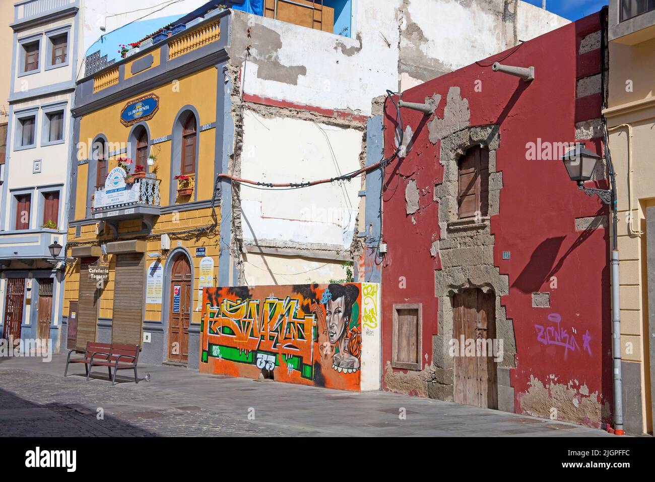 Kleine Gasse in der Altstadt Vegueta, Las Palmas, Kanarischen Inseln, Spanien, Europa Stockfoto