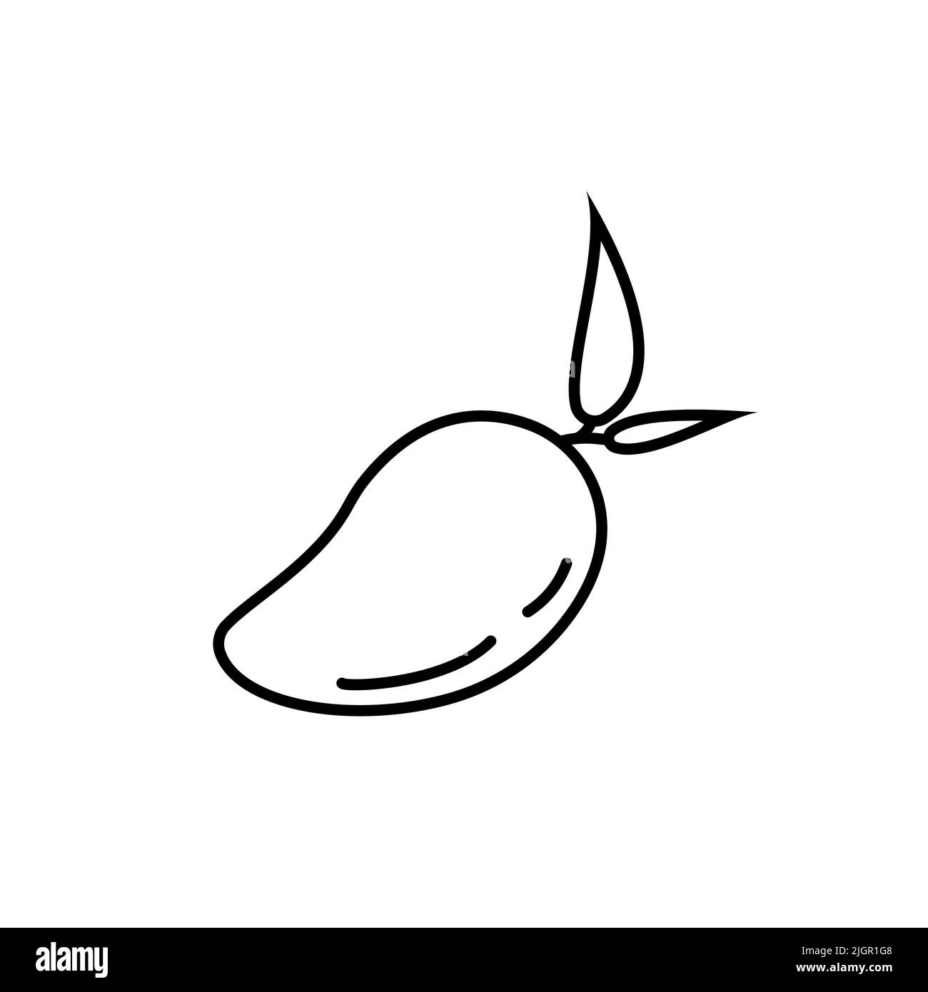 Vektor-Symbol für frische Mango-Früchte. EPS 10. Abbildung tropischer Früchte. Vegetarische Speisekarte. Vegan, gesundes Essen. Kann für Themen wie Freshne verwendet werden Stockfoto