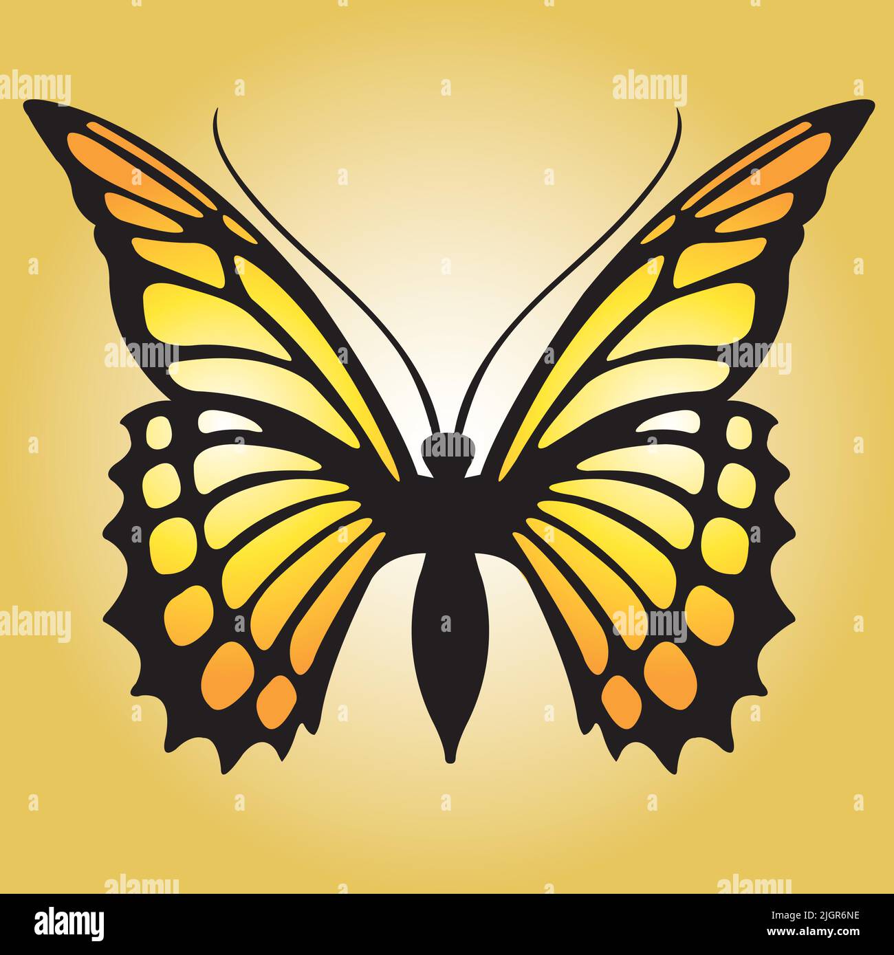 Ein grafisches Vektorbild eines Monarchen-Schmetterlings. Stock Vektor