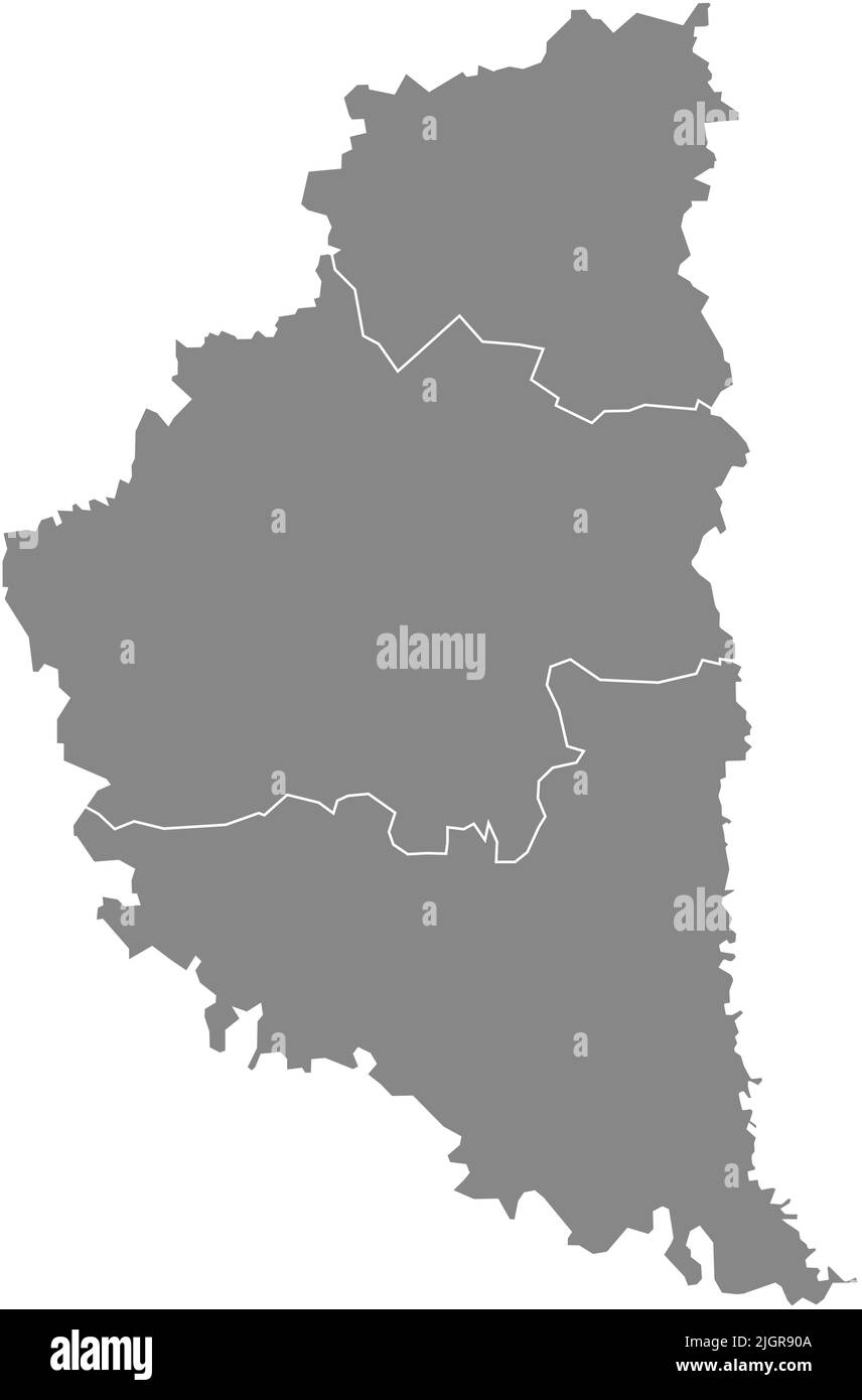 Graue Karte von Raionen des GEBIETS TERNOPIL, UKRAINE Stock Vektor