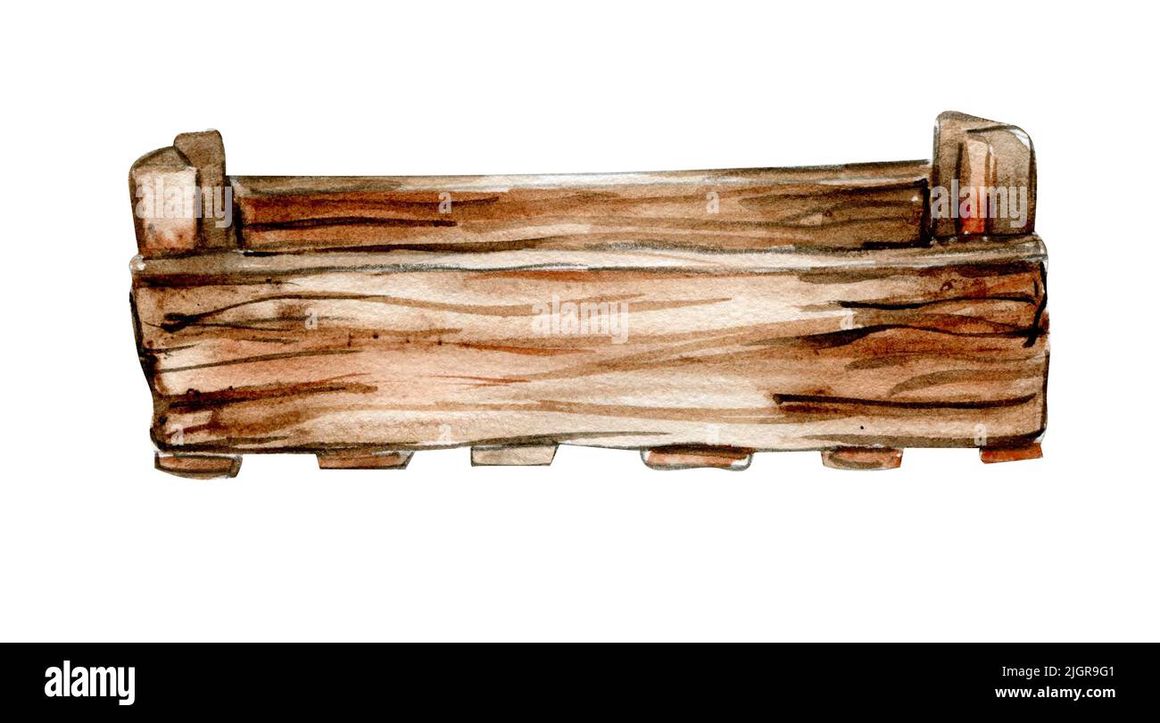 Handgezeichnete Aquarell-Holzkisten Stockfoto