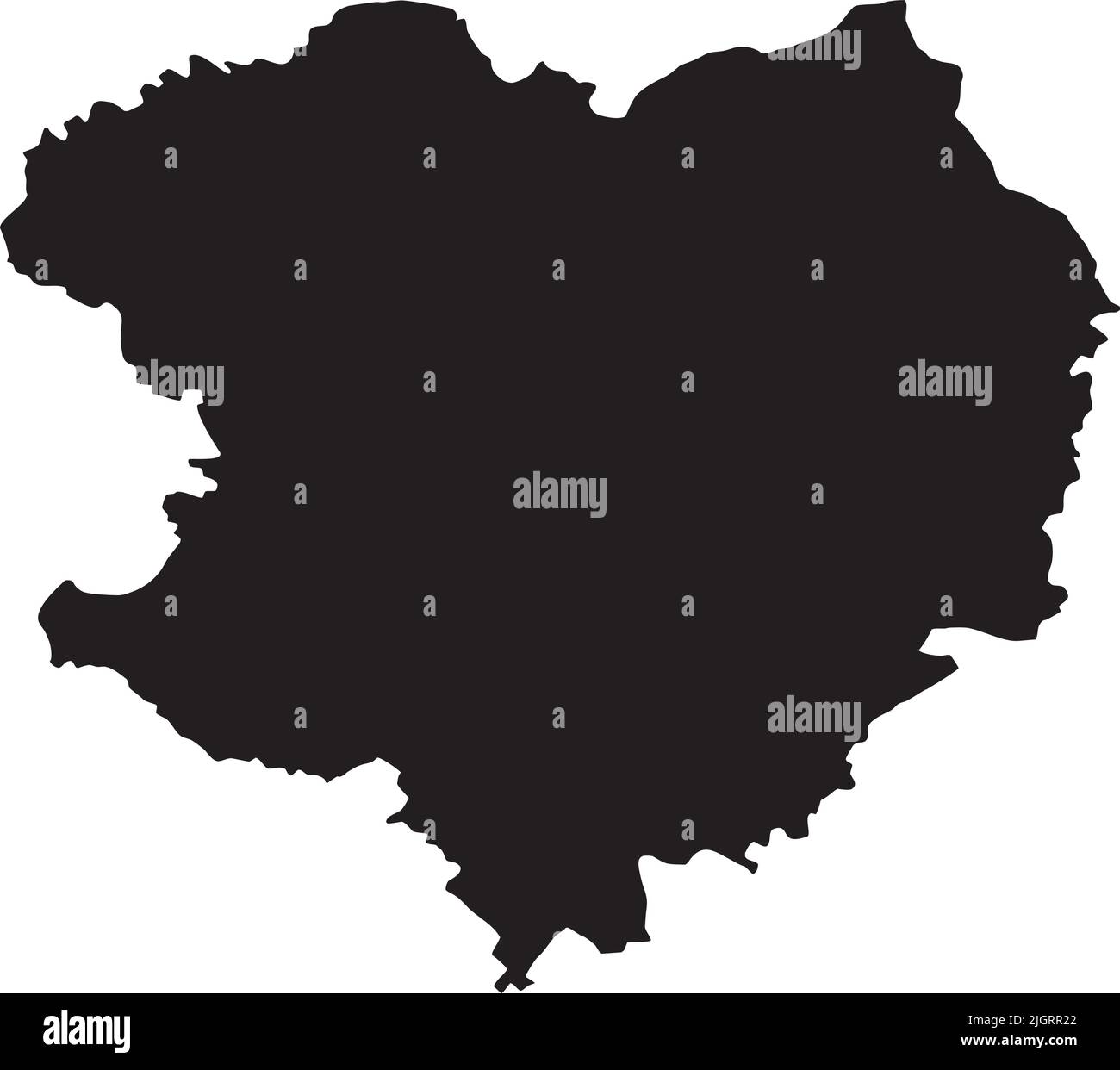 Schwarze Karte des GEBIETS CHARKIW, UKRAINE Stock Vektor