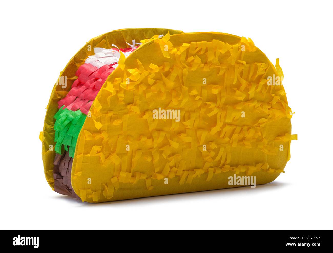 Kleine Taco Pinata Auf Weiß Ausgeschnitten. Stockfoto