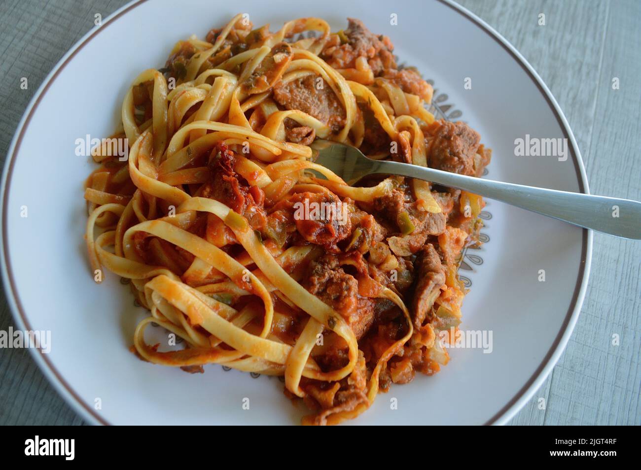 Rindfleisch Stroganoff bereit zu essen Stockfoto