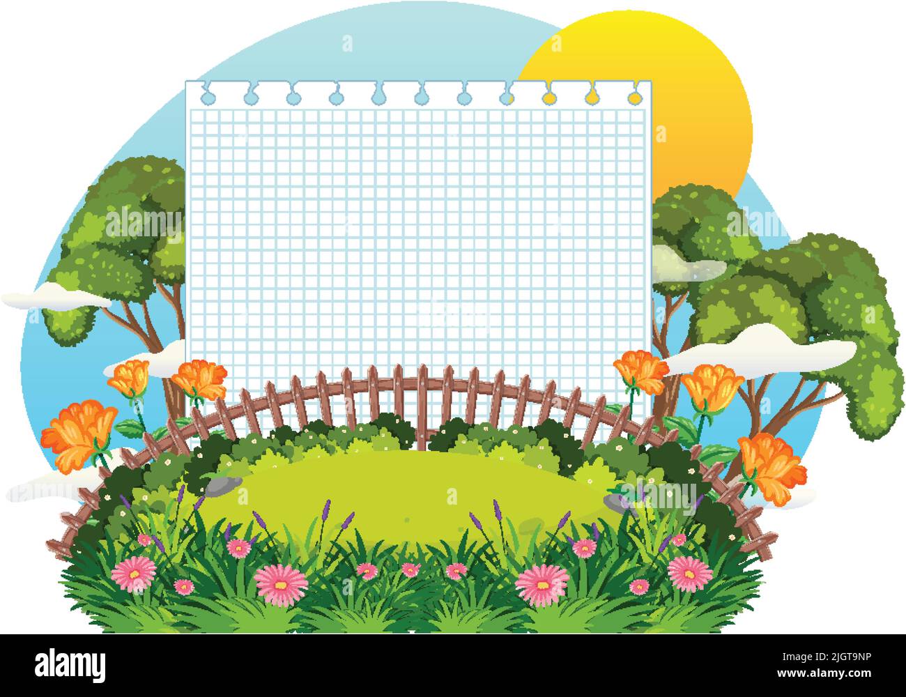 Leere Tafel-Vorlage mit Cartoon-Figur-Illustration Stock-Vektorgrafik