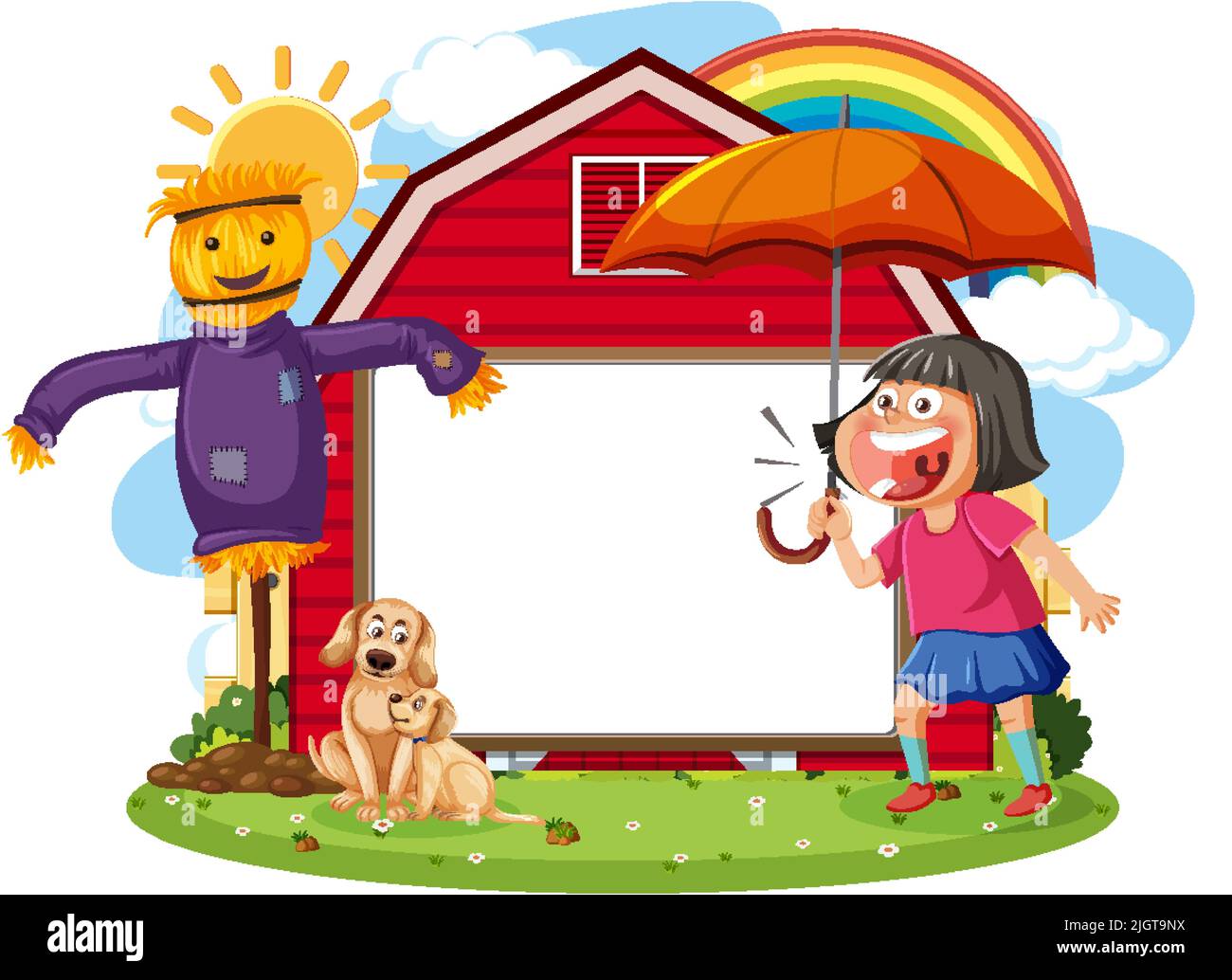 Leere Tafel-Vorlage mit Cartoon-Figur-Illustration Stock-Vektorgrafik