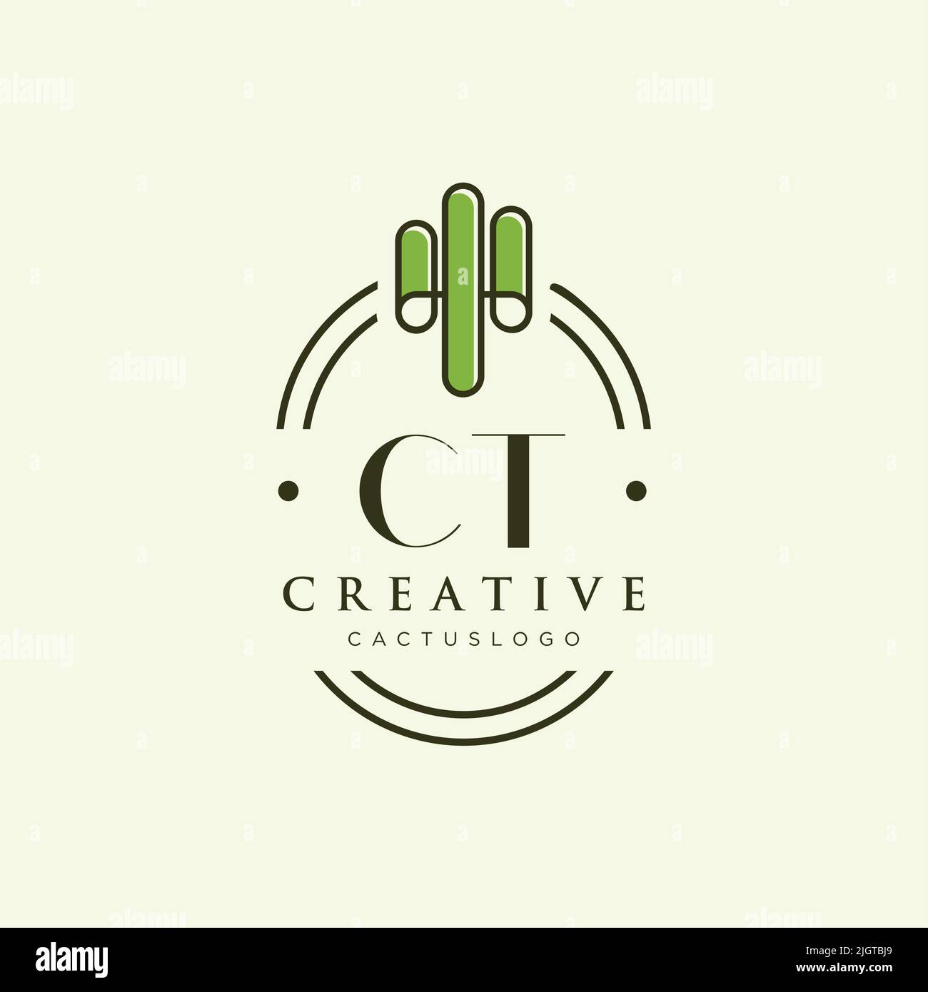 CT Anfangsbuchstabe Green Cactus Logo Vorlage Vektor Stock Vektor