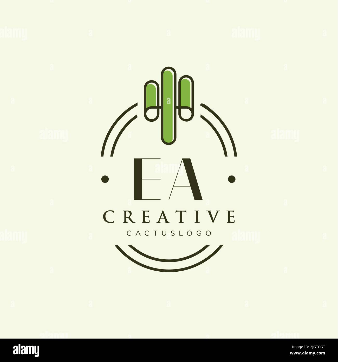 EA Anfangsbuchstabe Green Cactus Logo Vorlage Vektor Stock Vektor