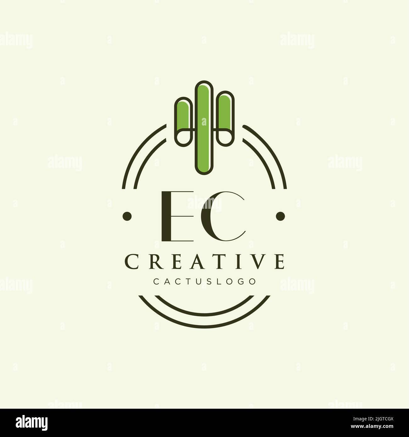 EC Anfangsbuchstabe Green Cactus Logo Vorlage Vektor Stock Vektor