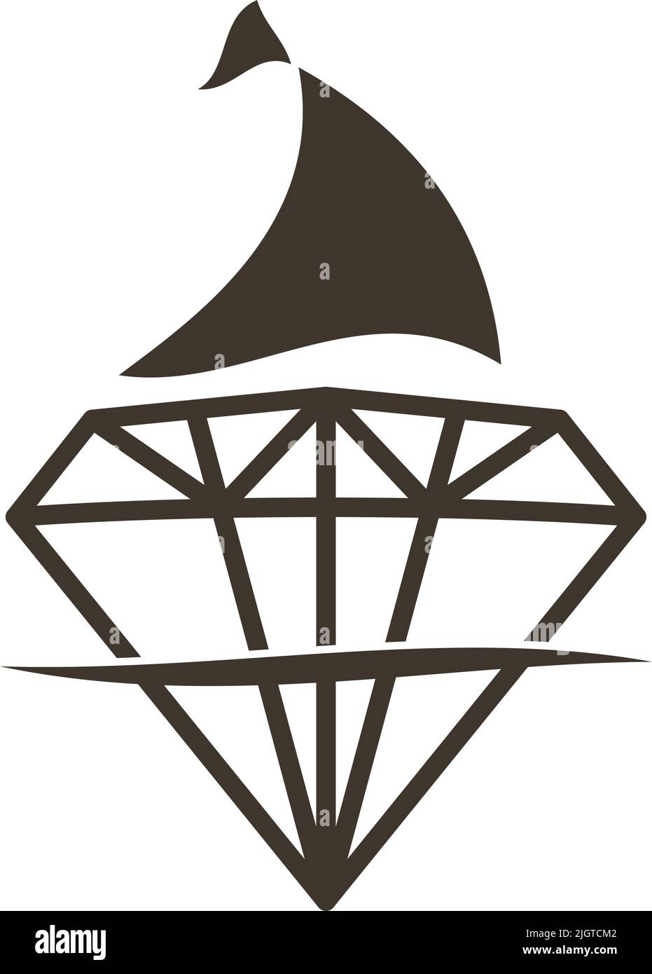 Schiff Diamant Logo Symbol Illustration Marke Identität Stock Vektor