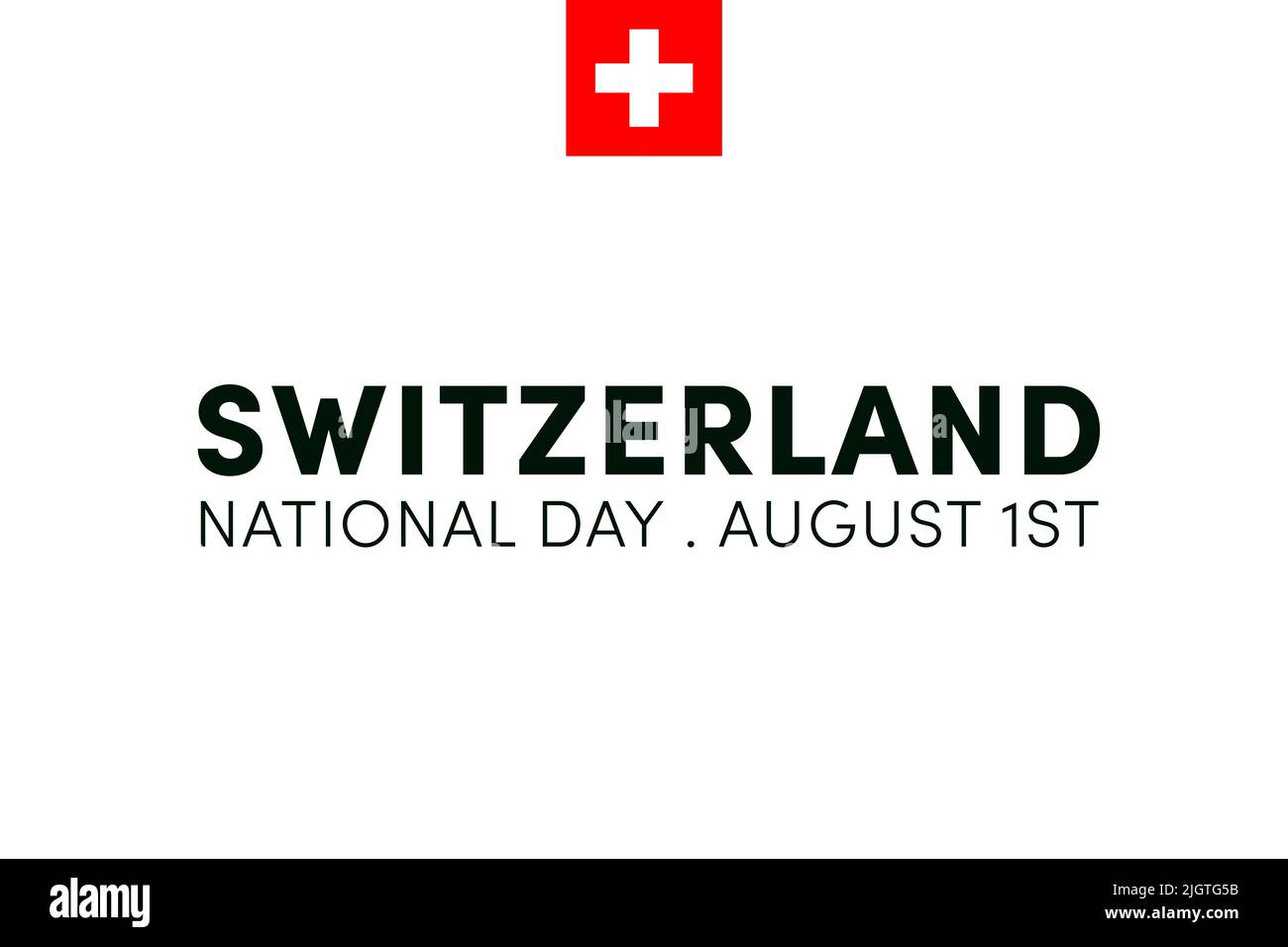 Nationalfeiertag der Schweiz. Gründung der Schweizerischen Eidgenossenschaft am 1.. August. Hintergrund der Schweizer Flagge. Stockfoto