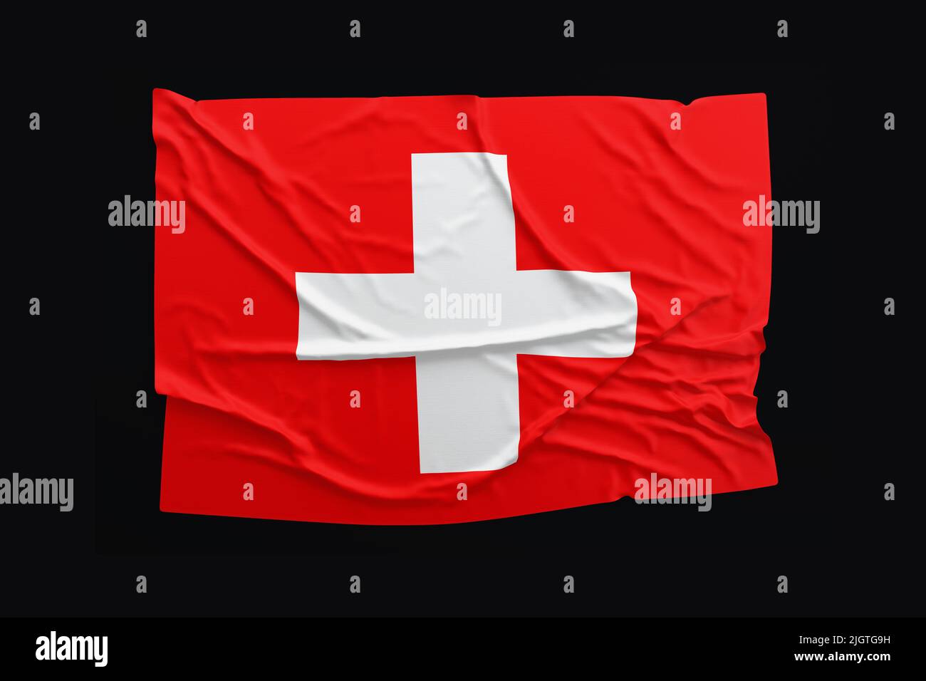 Schweizer Flagge gewellte Hintergrund. Flagge der Schweiz. Schweiz Glücklicher Nationalfeiertag. Gründung der Schweizerischen Eidgenossenschaft am 1.. August Stockfoto
