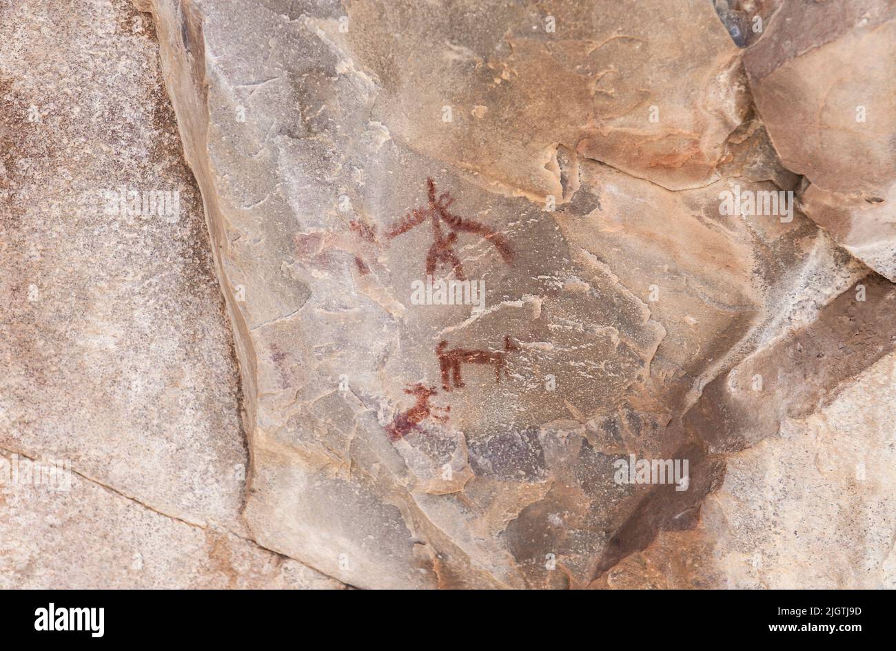 Prähistorische Gemälde im Felsunterstand Pena del Aguila, Magacela. Badajoz, Extremadura, Spanien Stockfoto