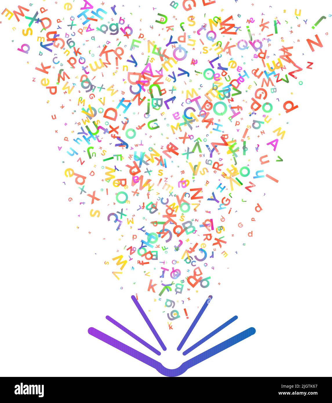 Farbenfroher Vektorhintergrund aus englischen Alphabeten, Buchstaben oder Zeichen in flacher Ausführung. Stock Vektor