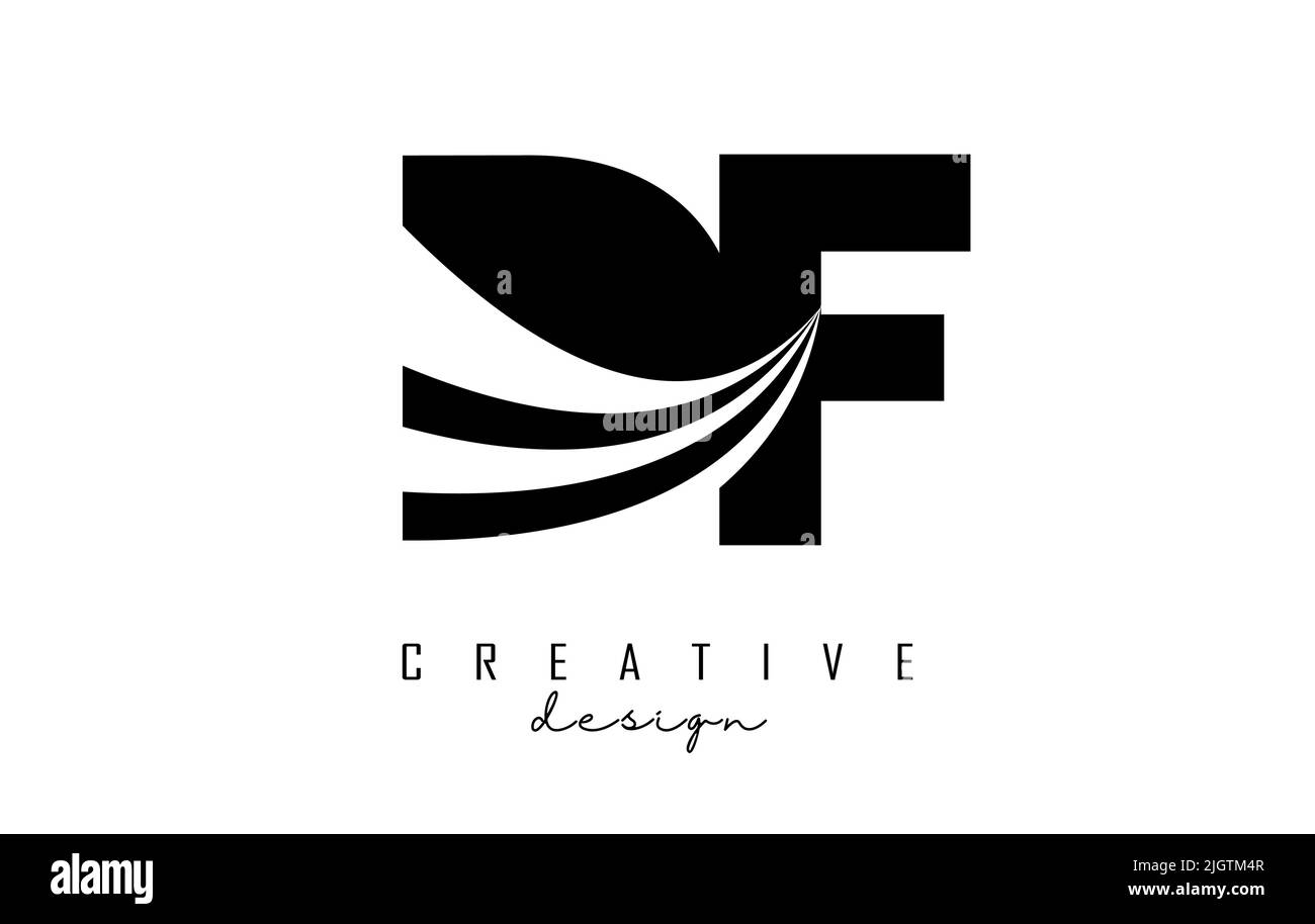 Kreatives, schwarzes DF d f -Logo mit führenden Linien und Straßenkonzept. Buchstaben mit geometrischem Design. Vektorgrafik mit Buchstabe und Kreat Stock Vektor