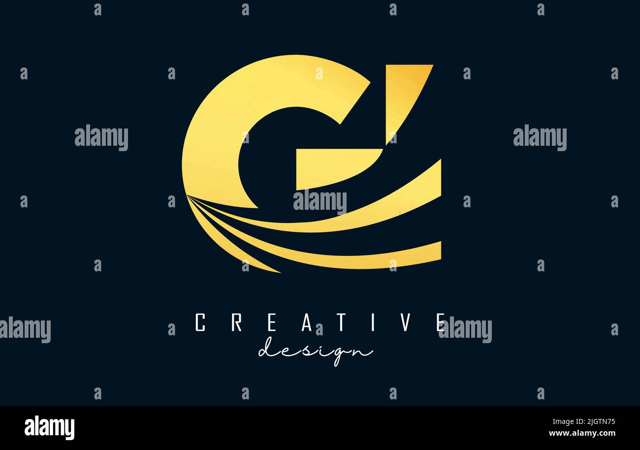 Kreatives, blaues Gi g i-Logo mit führenden Linien und Straßenkonzept. Buchstaben mit geometrischem Design. Vektorgrafik mit Buchstaben und Schnitten. Stock Vektor