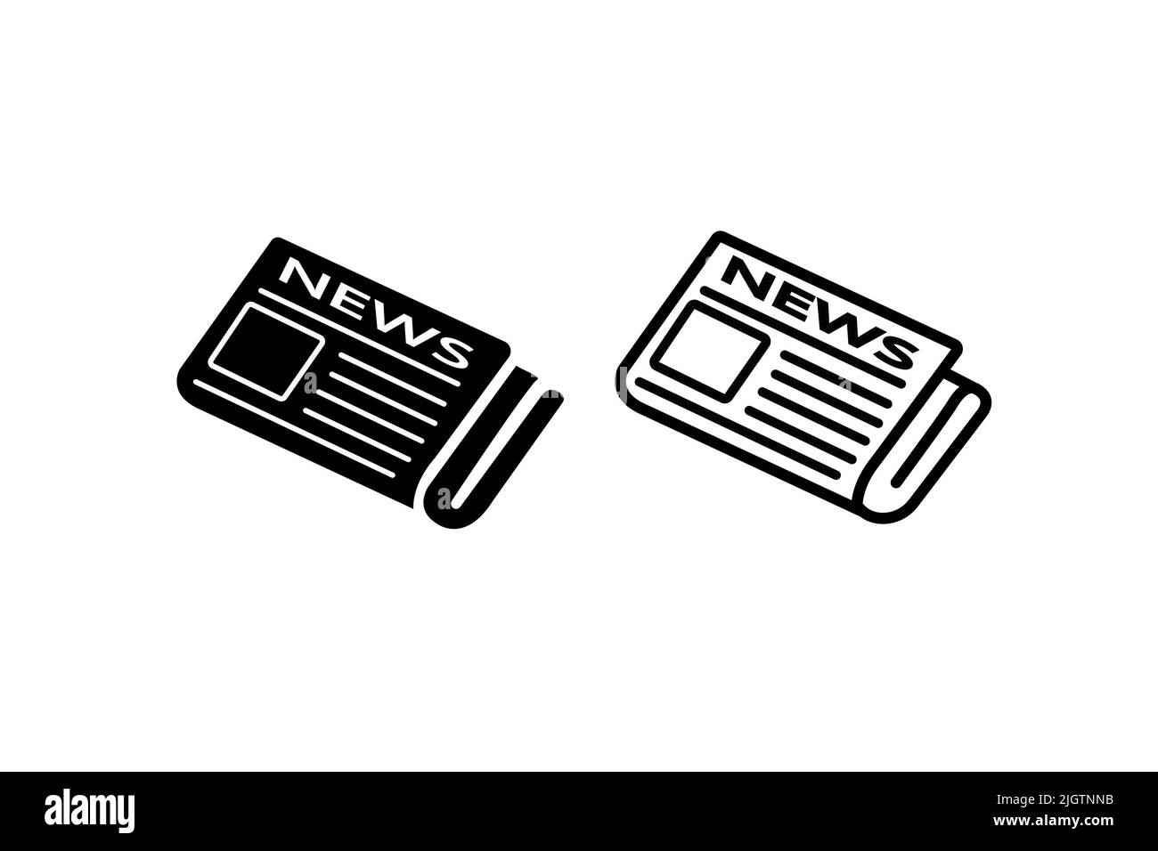 Vektor schwarze Zeitungssymbole auf weißem Hintergrund gesetzt. Symbol für Nachrichten Stock Vektor