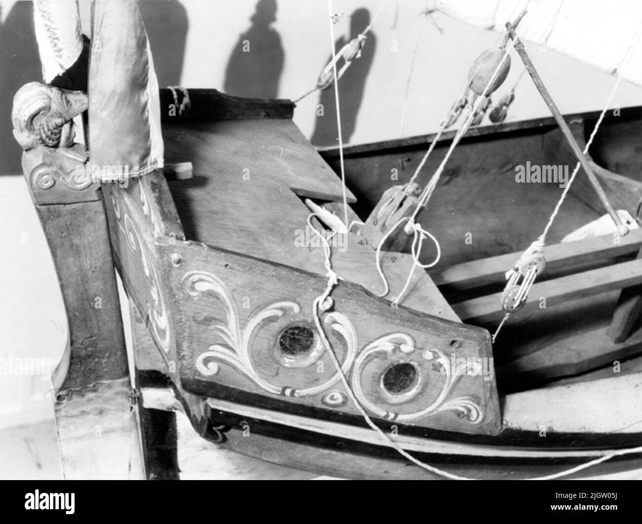 Auf der Rückseite geschrieben: Tromsö Museum TS. 839 Jagdmodell von Trena Kirkebogen von: A.E. Christensen. Tromsö Museum. Norwegen Stockfoto