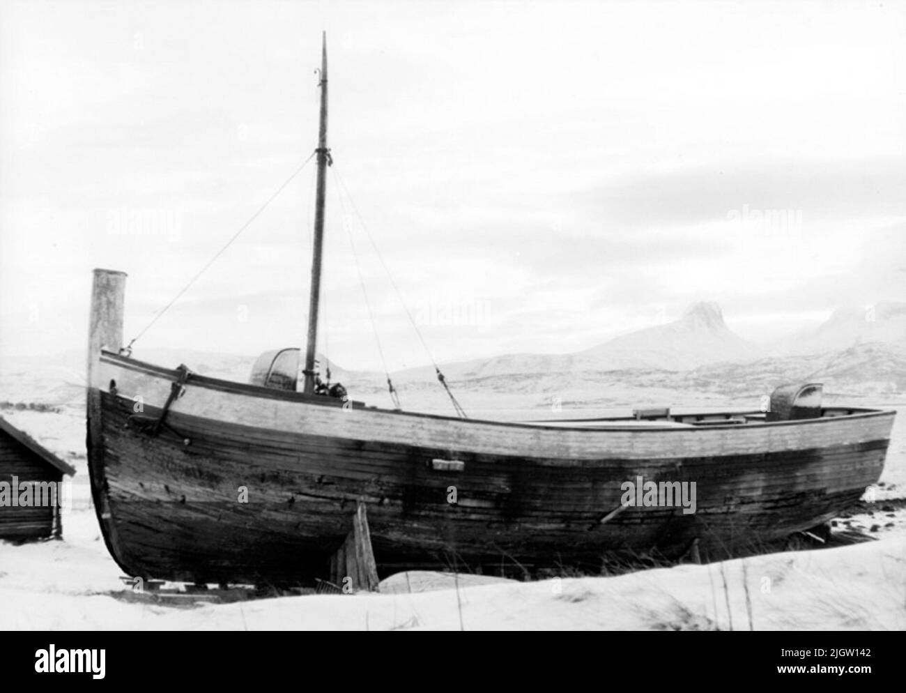 Geschrieben auf der Rückseite: Nordland Museum, Bodö, Jagd 'Anna Kardine' fotografiert von: A.E. Christensen. Tromsö Museum. Norwegen Stockfoto